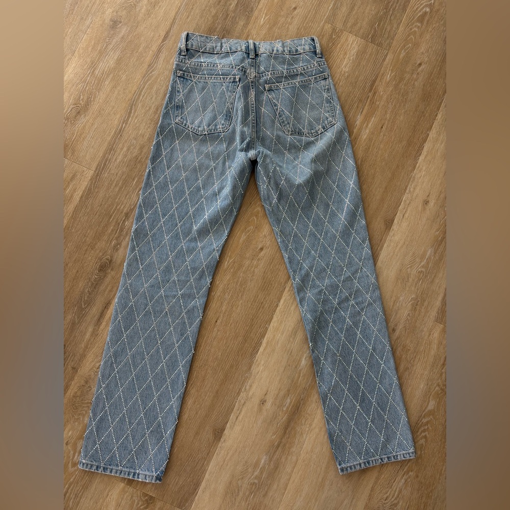 Zara Blue Rhinestone Diamond Pattern Jeans - Picture 4 of 5